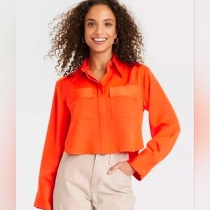 Bright Orange Button-Up Shirt